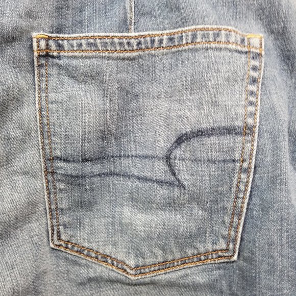 American Eagle skort 18 distressed frayed tie side wrap denim jean cut off waist - Picture 12 of 16